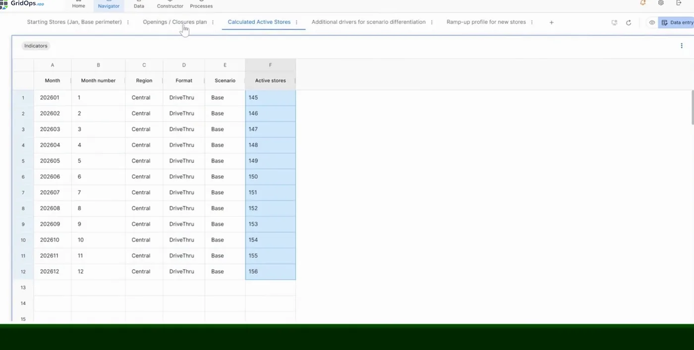 Deployed app-like data entry view