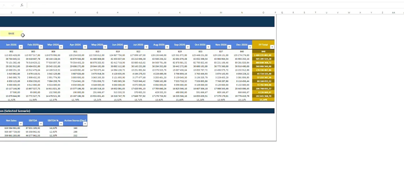 Excel planning workbook