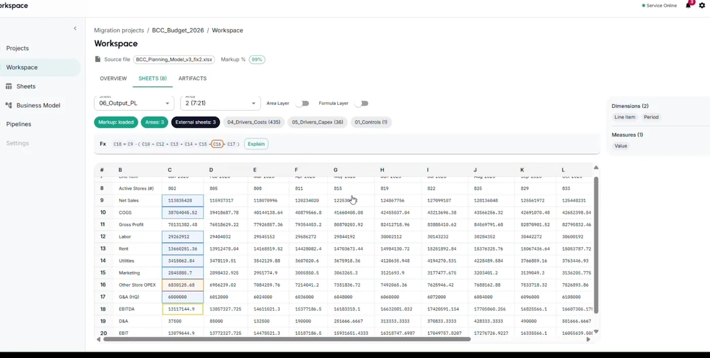 GridOps formula and explain view